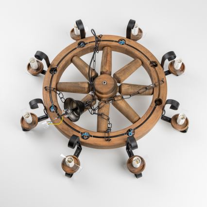 Brilagi - Lysekrone med kæde ROATA 8xE14/40W/230V diameter 70 cm bøg