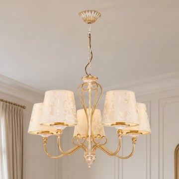 Brilagi - Lysekrone med kæde SONIA 5xE27/15W/230V Ø 64 cm creme/patina