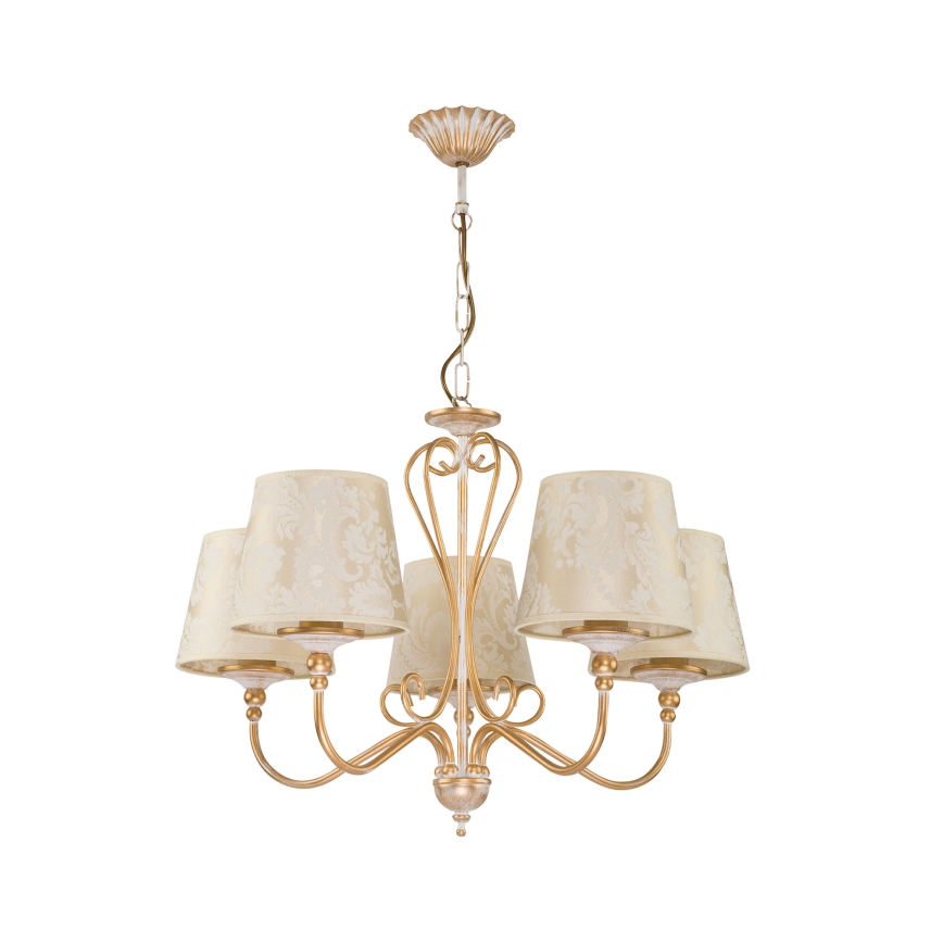 Brilagi - Lysekrone med kæde SONIA 5xE27/15W/230V Ø 64 cm creme/patina