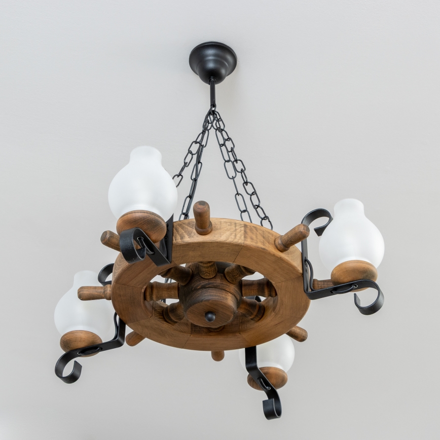 Brilagi - Lysekrone med kæde TIMONA 4xE14/40W/230V Ø 50 cm bøg