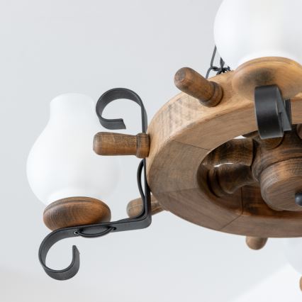 Brilagi - Lysekrone med kæde TIMONA 4xE14/40W/230V Ø 50 cm bøg