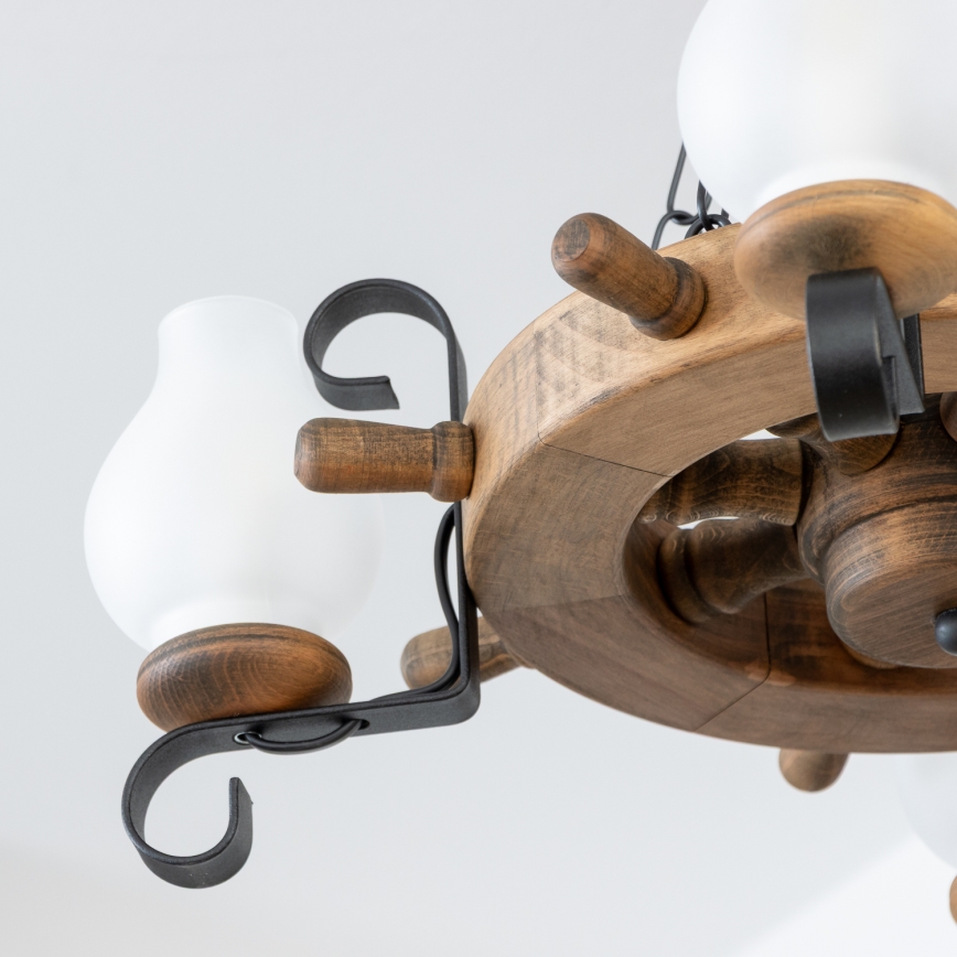 Brilagi - Lysekrone med kæde TIMONA 4xE14/40W/230V Ø 50 cm bøg