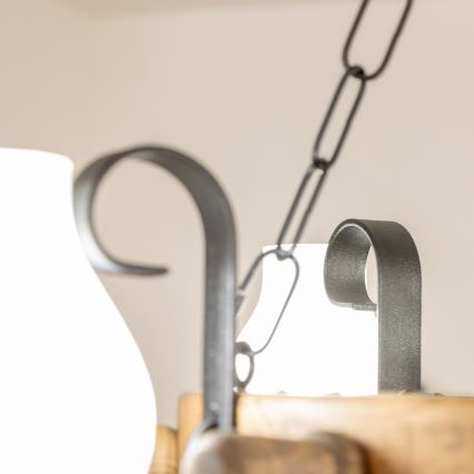 Brilagi - Lysekrone med kæde TIMONA 4xE14/40W/230V Ø 50 cm bøg