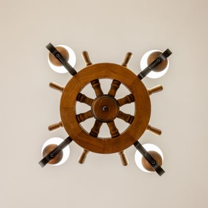 Brilagi - Lysekrone med kæde TIMONA 4xE14/40W/230V Ø 50 cm bøg