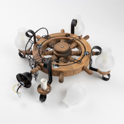 Brilagi - Lysekrone med kæde TIMONA 4xE14/40W/230V Ø 50 cm bøg