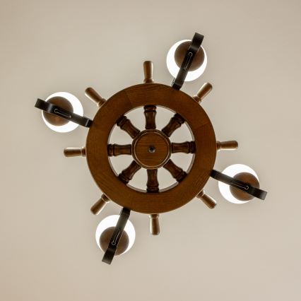 Brilagi - Lysekrone med kæde TIMONA 4xE14/40W/230V Ø 50 cm bøg/valnød