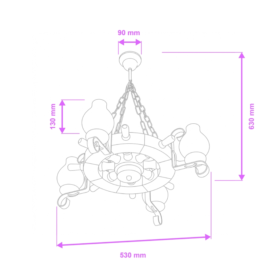Brilagi - Lysekrone med kæde TIMONA 4xE14/40W/230V Ø 50 cm bøg/valnød