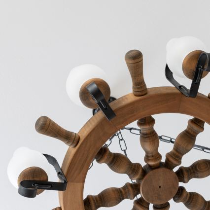 Brilagi - Lysekrone med kæde TIMONA 8xE14/40W/230V Ø 70 cm bøg