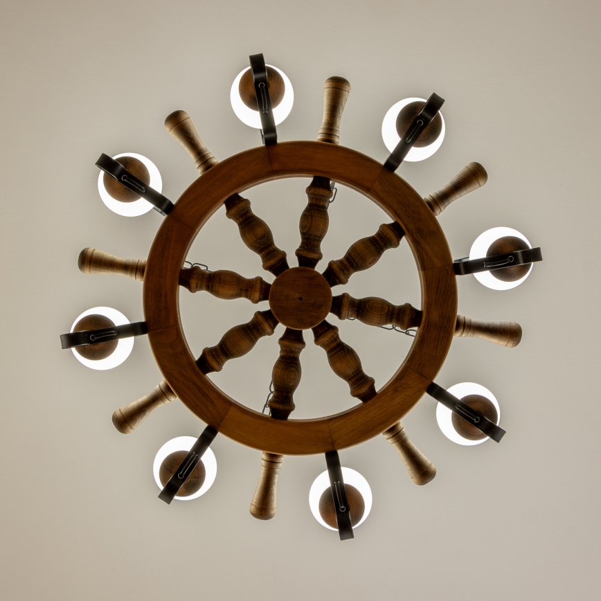 Brilagi - Lysekrone med kæde TIMONA 8xE14/40W/230V Ø 70 cm bøg