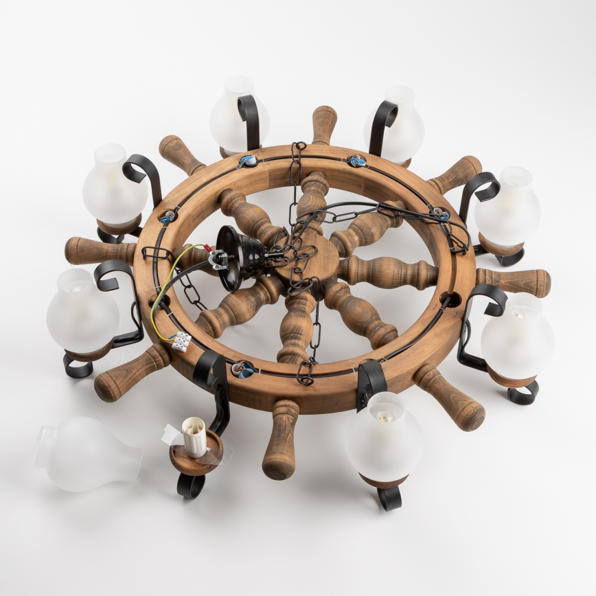 Brilagi - Lysekrone med kæde TIMONA 8xE14/40W/230V Ø 70 cm bøg