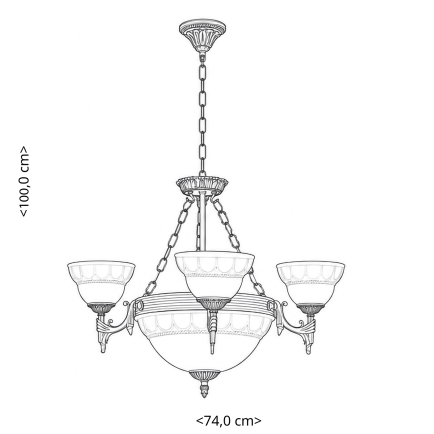 BRILAGI - Lysekrone med kædeophæng DAHLIA 6xE27/40W/230V Ø 74 cm messing