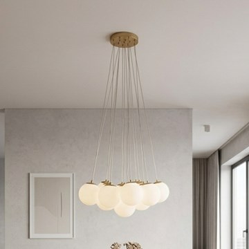 Brilagi - Lysekrone med wireophæng GLOBE 15xE14/15W/230V hvid