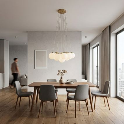 Brilagi - Lysekrone med wireophæng GLOBE 15xE14/15W/230V hvid