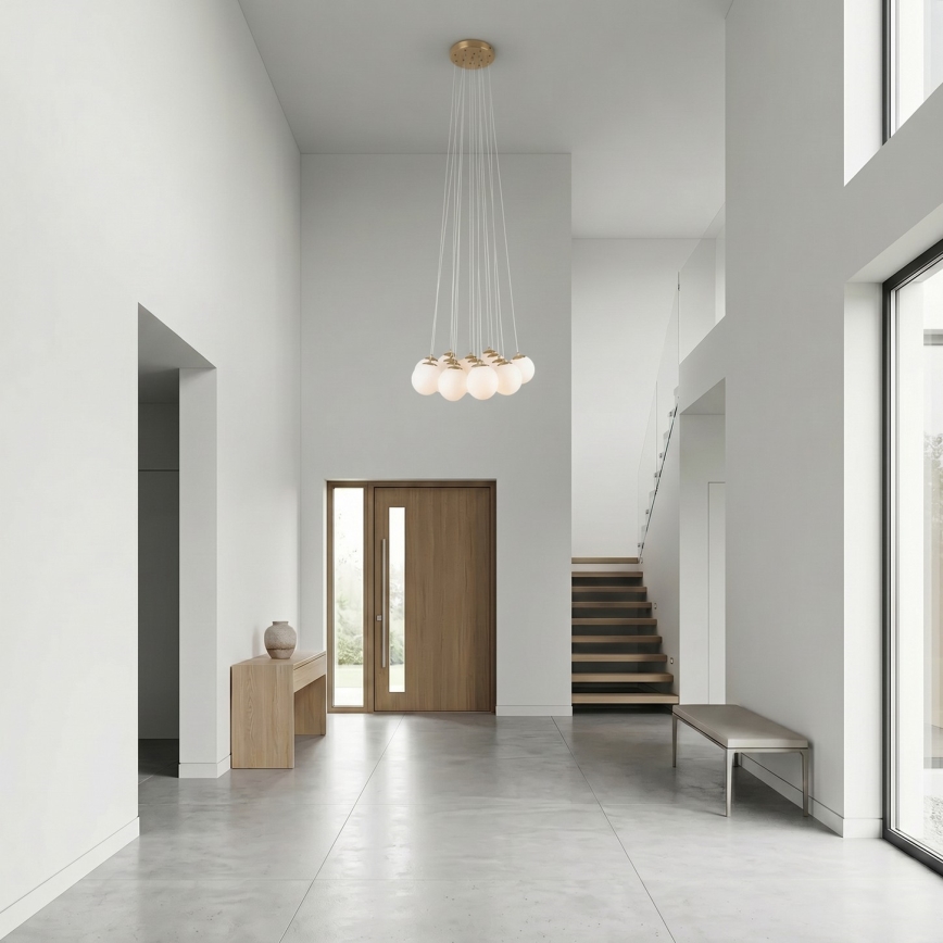 Brilagi - Lysekrone med wireophæng GLOBE 15xE14/15W/230V hvid