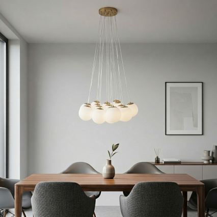 Brilagi - Lysekrone med wireophæng GLOBE 15xE14/15W/230V hvid