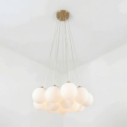Brilagi - Lysekrone med wireophæng GLOBE 15xE14/15W/230V hvid