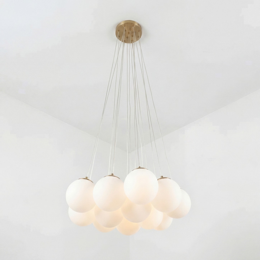Brilagi - Lysekrone med wireophæng GLOBE 15xE14/15W/230V hvid