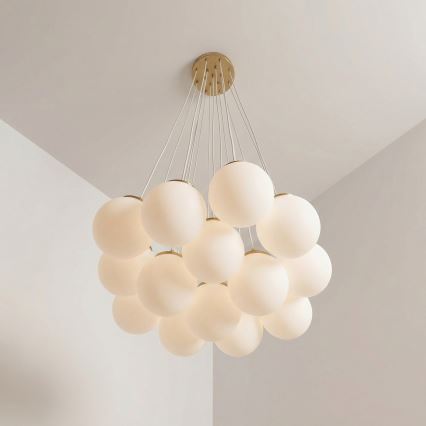 Brilagi - Lysekrone med wireophæng GLOBE 15xE14/15W/230V hvid