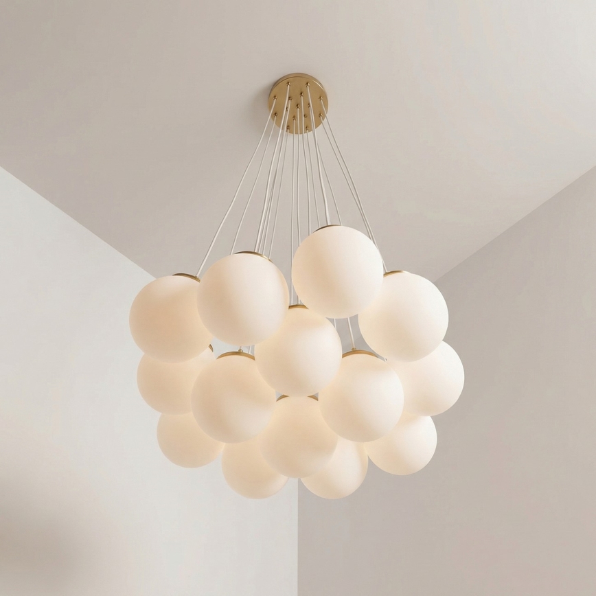 Brilagi - Lysekrone med wireophæng GLOBE 15xE14/15W/230V hvid
