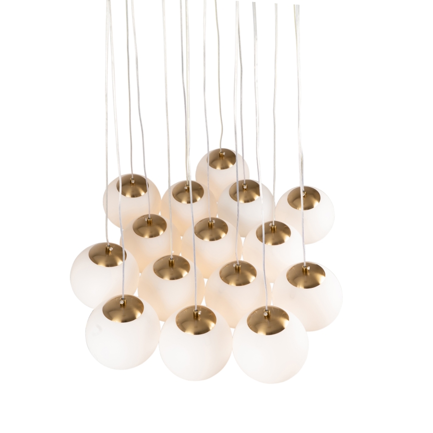 Brilagi - Lysekrone med wireophæng GLOBE 15xE14/15W/230V hvid