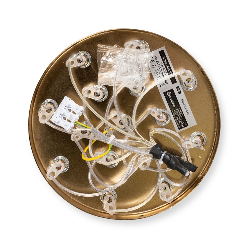 Brilagi - Lysekrone med wireophæng GLOBE 15xE14/15W/230V hvid