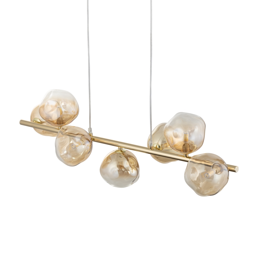 Brilagi - Lysekrone på kabel VULCANO 7xG9/8W/230V guld/røget beige