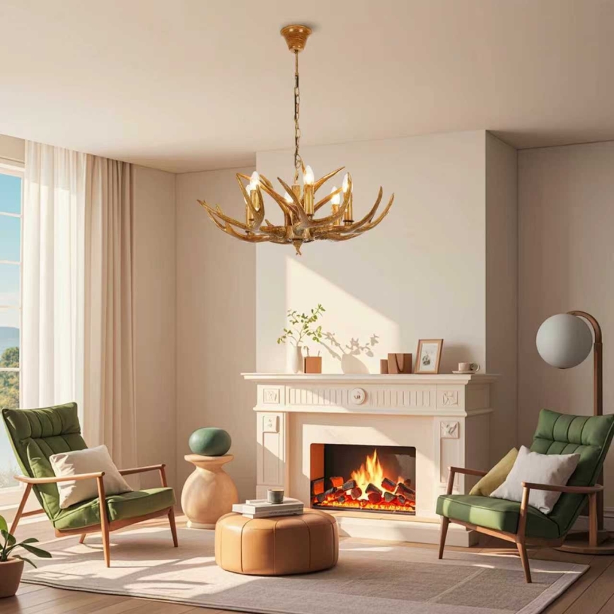 Brilagi - Lysekrone på kæde DEER 6xE14/10W/230V Ø 70 cm i gevir-design