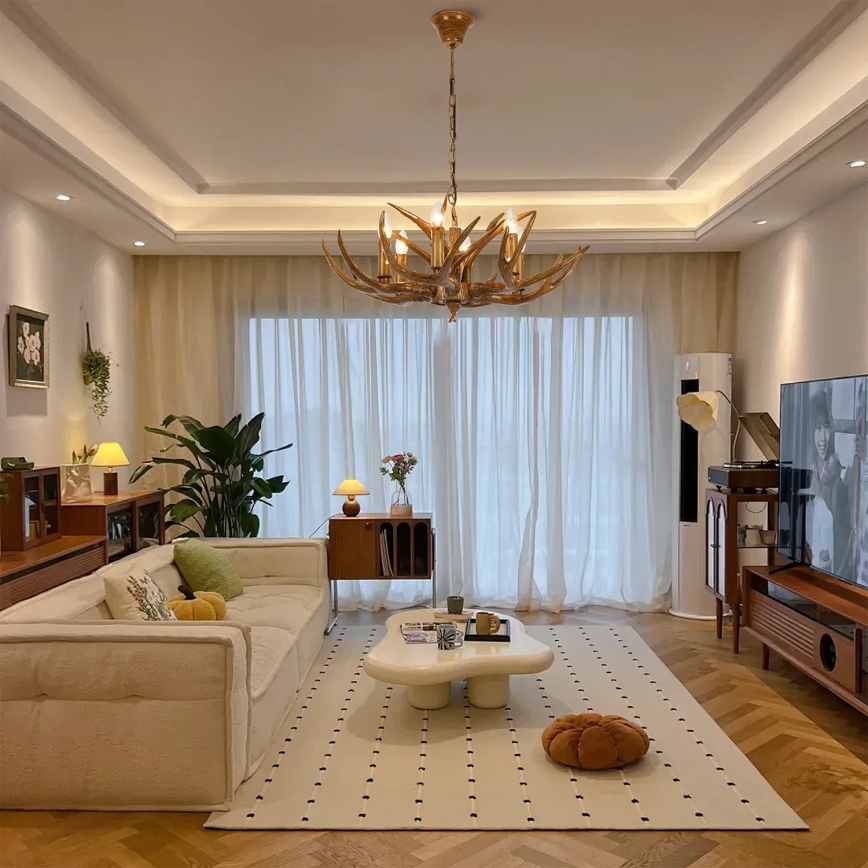 Brilagi - Lysekrone på kæde DEER 6xE14/10W/230V Ø 70 cm i gevir-design