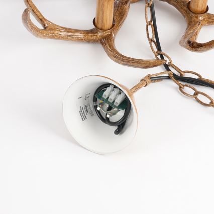 Brilagi - Lysekrone på kæde DEER 6xE14/10W/230V Ø 70 cm i gevir-design