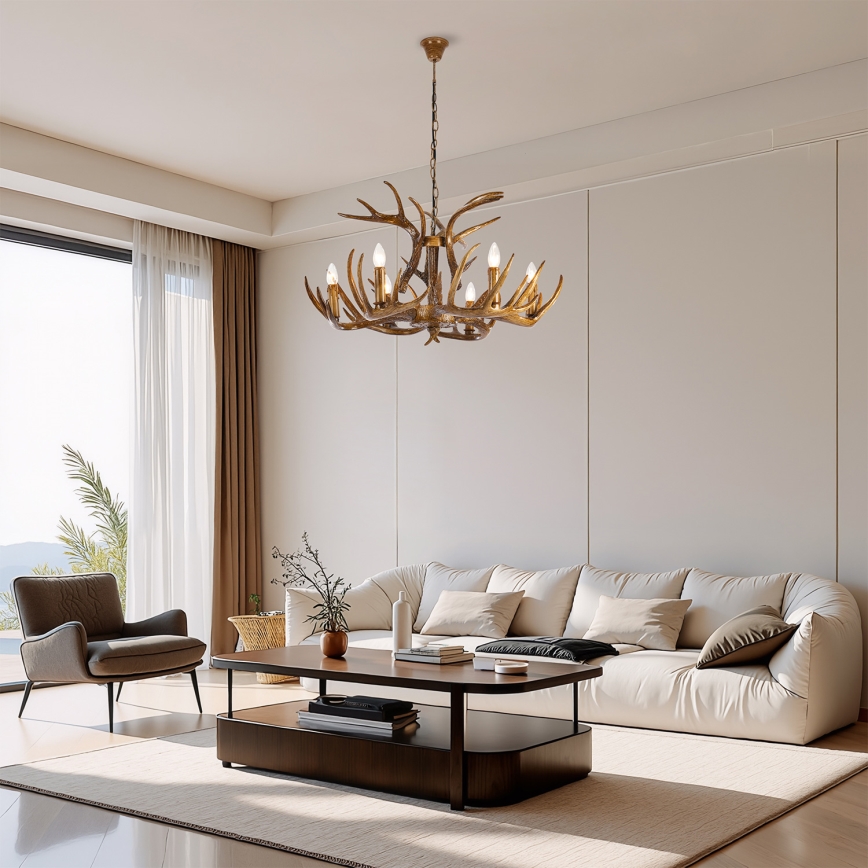 Brilagi - Lysekrone på kæde DEER 6xE14/10W/230V Ø 80 cm med gevir