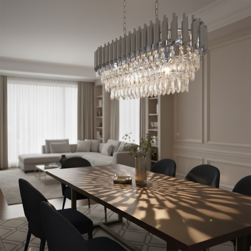 Brilagi - Lysekrone på kæde ECLIPSE 10xE14/10W/230V 78x28 cm sølv