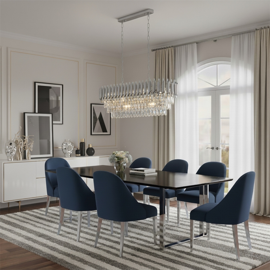 Brilagi - Lysekrone på kæde ECLIPSE 10xE14/10W/230V 78x28 cm sølv