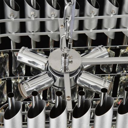 Brilagi - Lysekrone på kæde ECLIPSE 10xE14/10W/230V 78x28 cm sølv