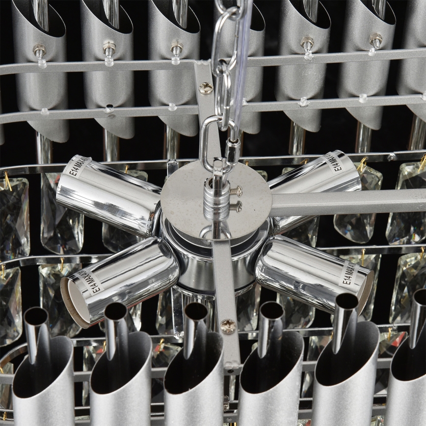 Brilagi - Lysekrone på kæde ECLIPSE 10xE14/10W/230V 78x28 cm sølv