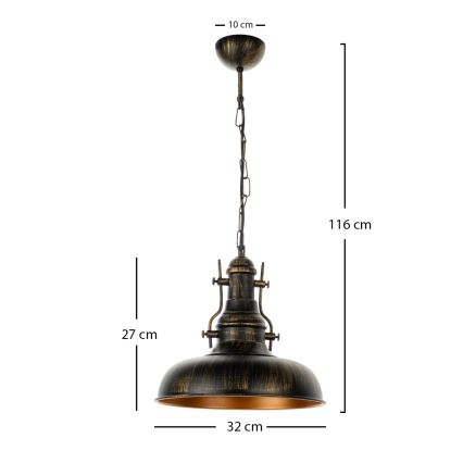 Brilagi - Lysekrone på kæde PYRONIC 1xE27/40W/230V Ø 32 cm bronze/patina