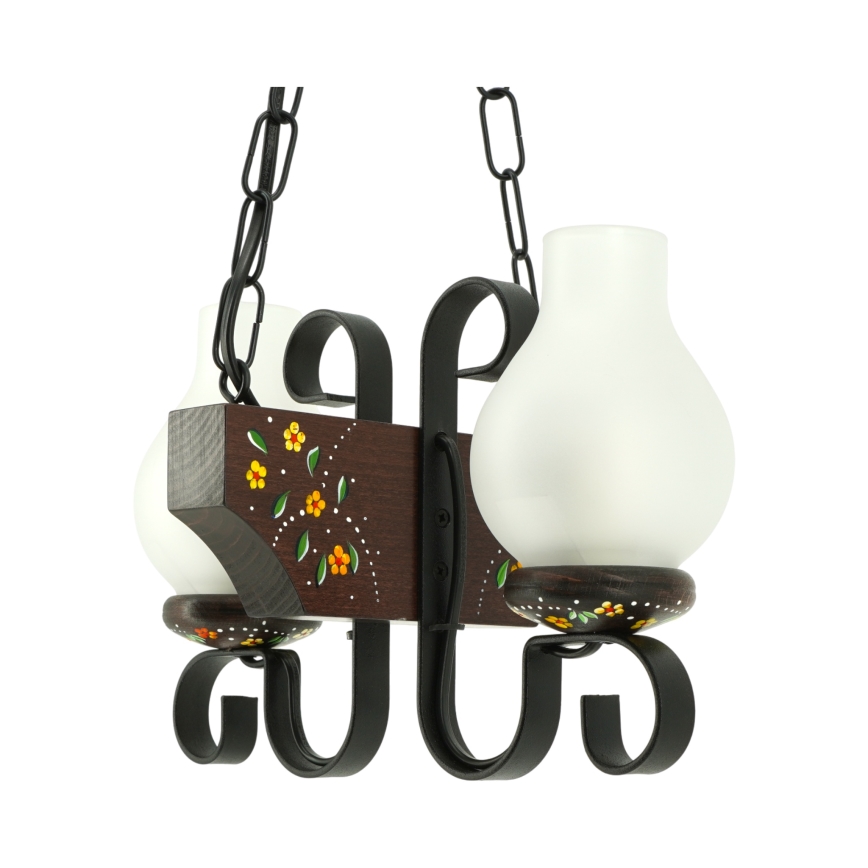 Brilagi - Lysekrone på kæde QUEEN 2xE14/40W/230V bøg/wenge