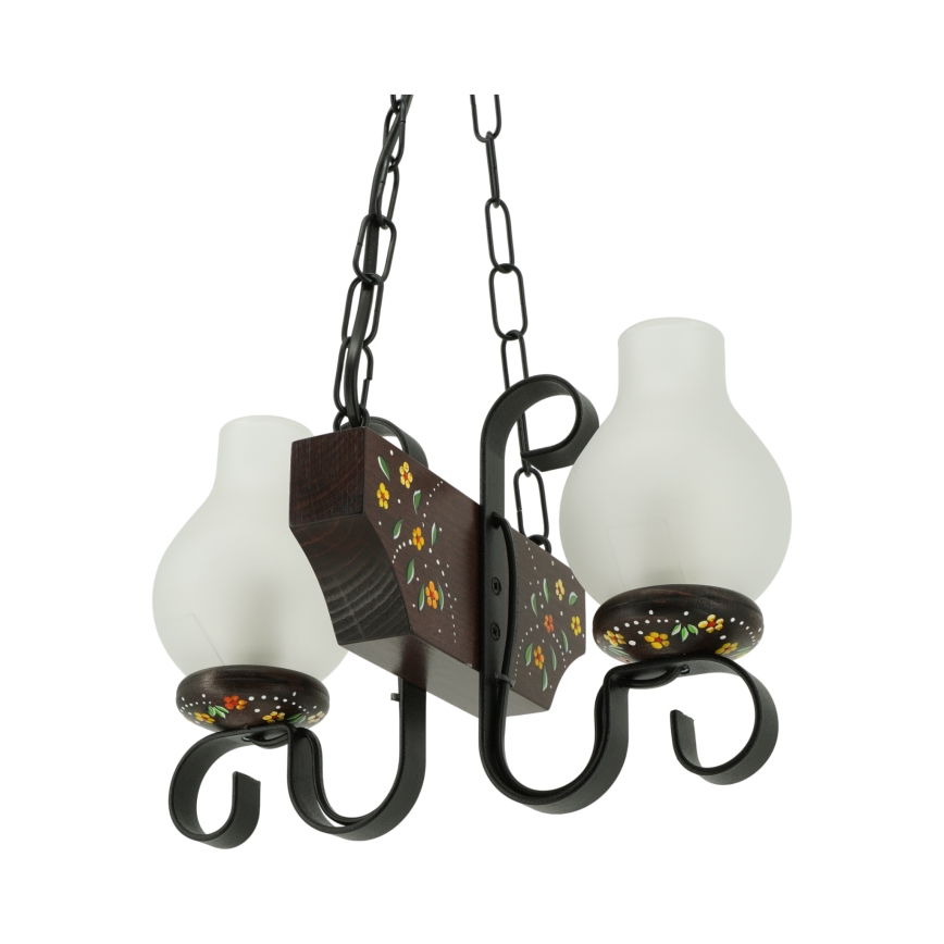 Brilagi - Lysekrone på kæde QUEEN 2xE14/40W/230V bøg/wenge