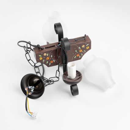 Brilagi - Lysekrone på kæde QUEEN 2xE14/40W/230V bøg/wenge