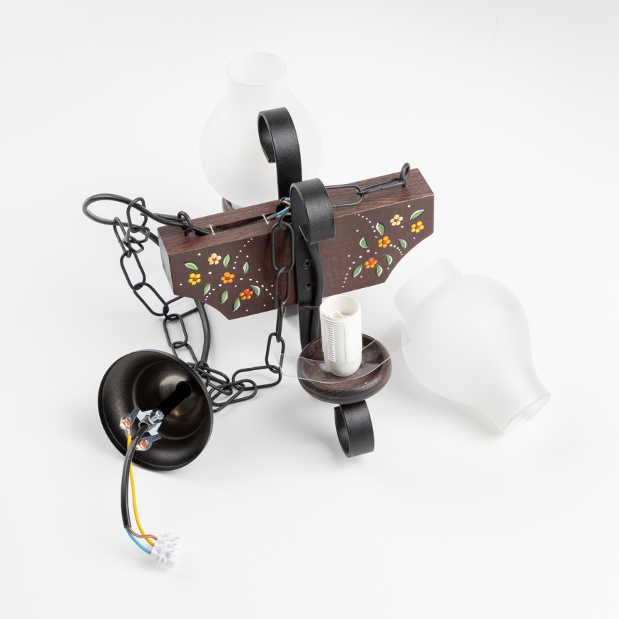 Brilagi - Lysekrone på kæde QUEEN 2xE14/40W/230V bøg/wenge