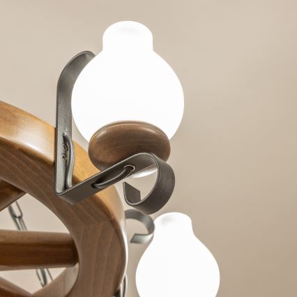 Brilagi - Lysekrone på kæde ROATA 6xE14/40W/230V Ø 70 cm bøg/valnød