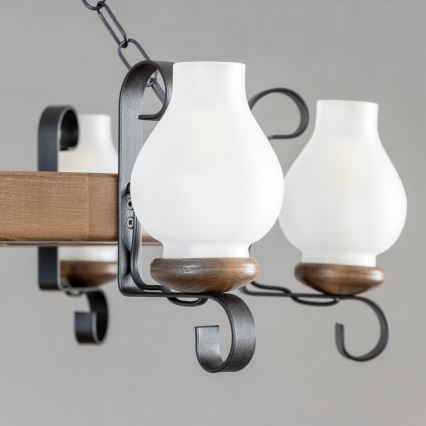 Brilagi - Lysekrone på kæde ROATA 6xE14/40W/230V Ø 70 cm bøg/valnød