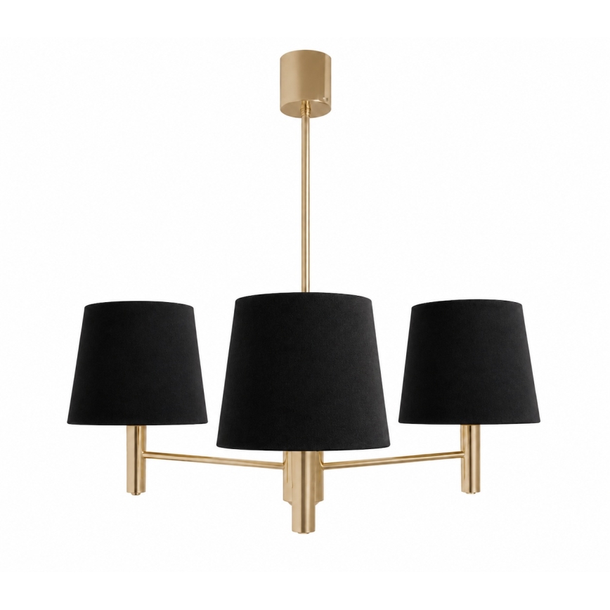 Brilagi - Lysekrone på stang MONTE 3xE27/60W/230V sort/guld