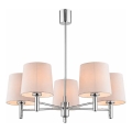 Brilagi - Lysekrone på stang MONTE 5xE27/15W/230V beige/blank krom