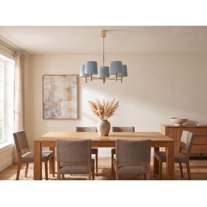 Brilagi - Lysekrone på stang MONTE 5xE27/60W/230V blå/guld
