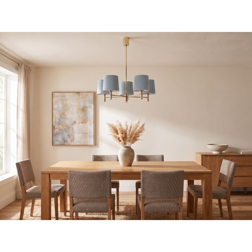 Brilagi - Lysekrone på stang MONTE 5xE27/60W/230V blå/guld