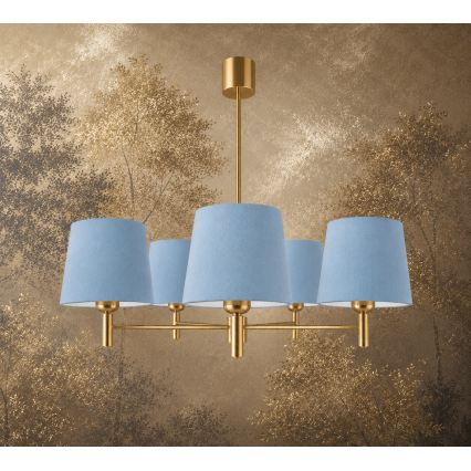 Brilagi - Lysekrone på stang MONTE 5xE27/60W/230V blå/guld