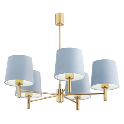 Brilagi - Lysekrone på stang MONTE 5xE27/60W/230V blå/guld