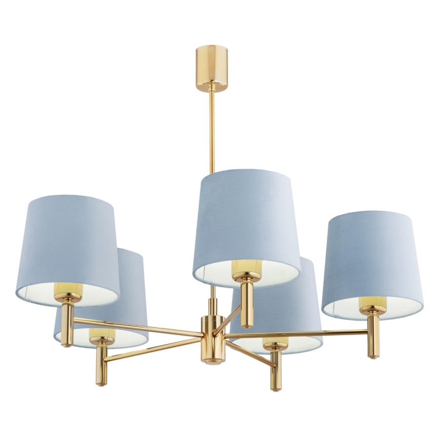 Brilagi - Lysekrone på stang MONTE 5xE27/60W/230V blå/guld