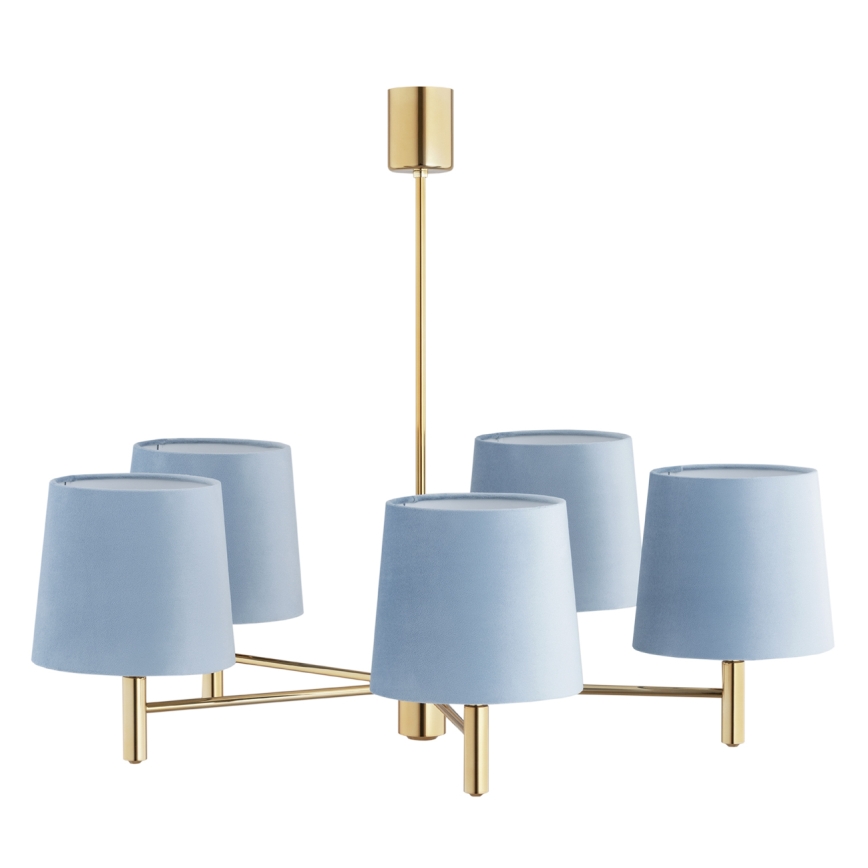 Brilagi - Lysekrone på stang MONTE 5xE27/60W/230V blå/guld