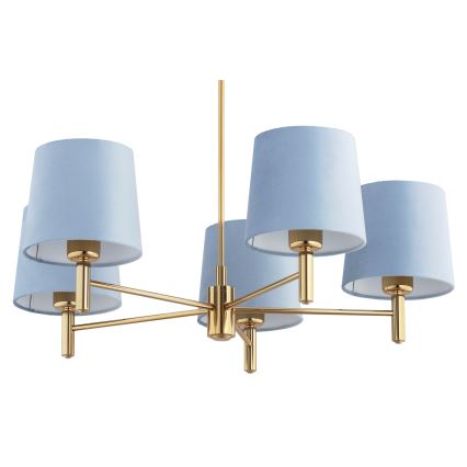 Brilagi - Lysekrone på stang MONTE 5xE27/60W/230V blå/guld